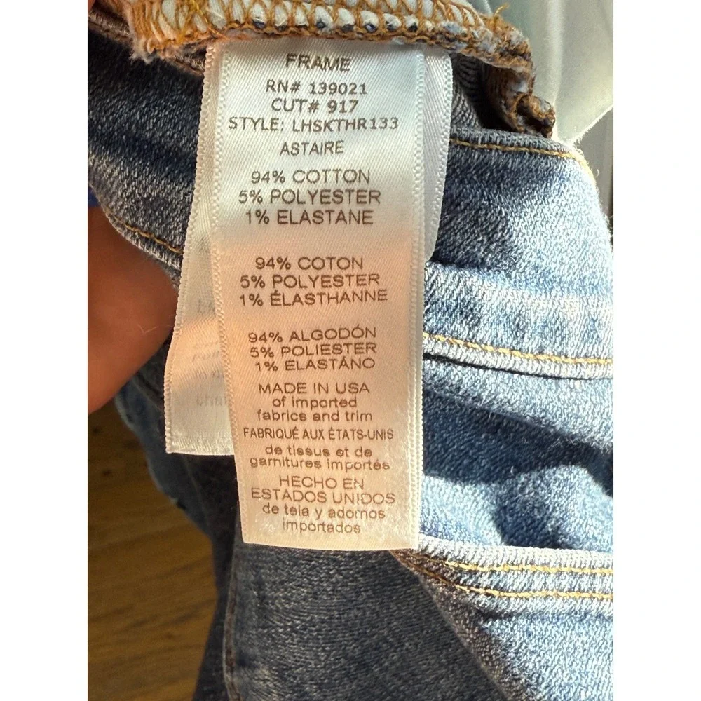 Frame Le‎ High Skinny Jeans Blue Mid Rise Raw Hem Distressed Astaire Sz 32 - Picture 8 of 10